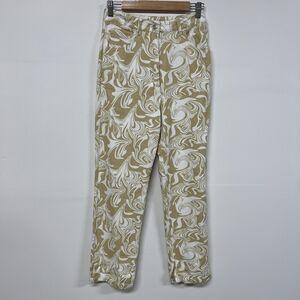 Elodie Women’s Marble Print Jeans Size S Beige White High Rise Straight Leg Y2K